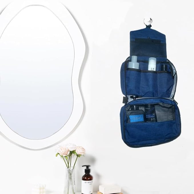 Travel toilet bag is used to store toiletries, Suitable for short-term travel use hanging toilet bag (Navy blue)