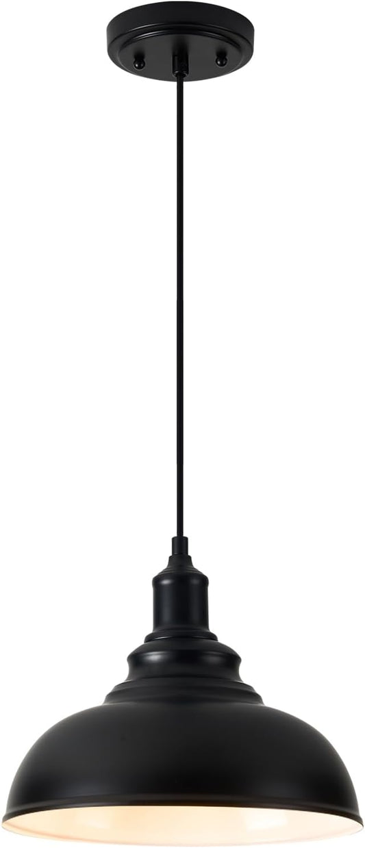 1 Pack Farmhouse Dome Pendant Lights for Kitchen Island Black | ETL Certificate, Easy to Install,Adjustable Height Cord,Vintage Industrial Dome Hanging Light Fixtures