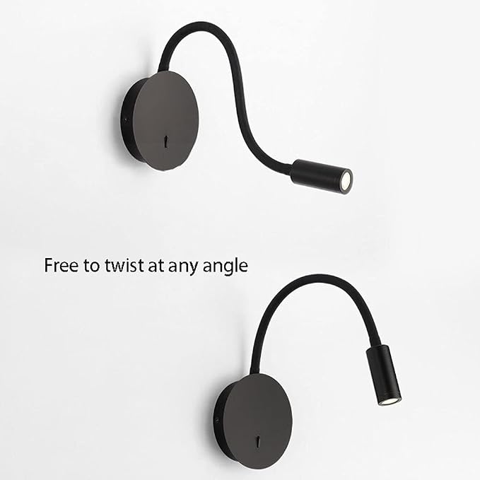 Bedside Reading Light Modern Wall Lamp, Hardwired Wall Sconce with Switch, LED Headboard Lighting Fixture, Flexible Gooseneck Wall Lights for Bedroom Office Studio Hotel