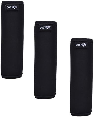Cosmos Pack of 3 Black Color Extra Thick 5MM SBR Neoprene Luggage Handle Wrap Handle Grip Luggage Identifier for Travel Bag Luggage Suitcase