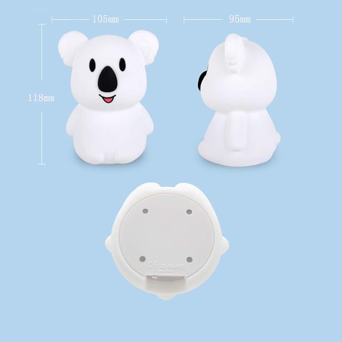Night Light Kids with Cute Koala Design Baby Children's Room LED Bedside Lamp with Changeable RGB Colors Rechargeable Night Light Compatible with Touch Control & Remote Control - Koala