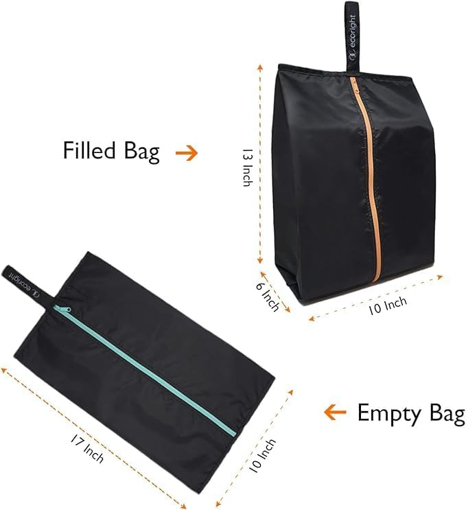 Ecoright Shoe Bags for Travel, Set of 2, 100% Recycled Water-Resistant Zipper Pouch Bags, Shoe Bags for Storage, Travel Essentials for Men & Women