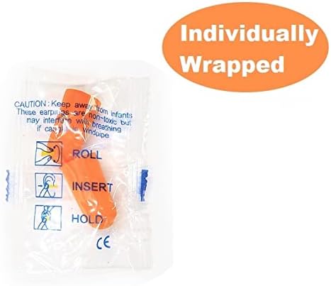 Quality Foam Earplugs 50 Pair- 32dB Noise Cancelling Disposable Individually Wrapped Packaged Bulk High Decibel Ear Plugs for Sleeping Travel Concert Shooting Hunting Study Work Construction Safety