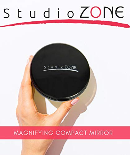 Compact Mirror - 10X Magnifying Mirror - Perfect for Purses - Small Travel Size - 2-Sided with 10X magnification and 1x w No Zoom - Black ClassZ Large Compact Mirrors for Women - 4 Inch Diameter