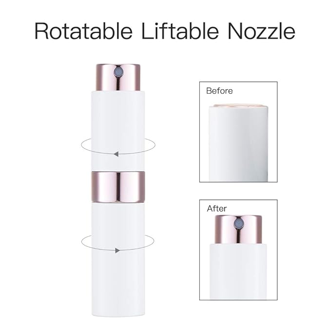 LISAPACK 8ML Atomizer Perfume Spray Bottle for Travel, Empty Refillable Cologne Dispenser, Portable Sprayer (White)