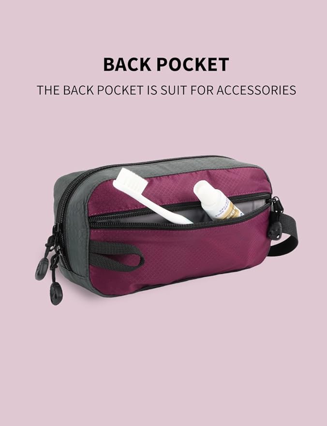 GOX Travel Small Toiletry Bag for Men Nylon Dopp Kit Medicine Bag Travel Organizer Pouch Shave Kits for Teens Toiletry Essentials Bathroom Compact Purple 7.9 * 3.7 * 2 Inches