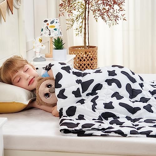 yescool Cow Print Weighted Blanket 10 Pounds Twin Cooling Weighted Lap Blanket, Heavy Blanket, Comfortable Weighted Throw Blanket Gifts for 80-110lbs, 40"x60"