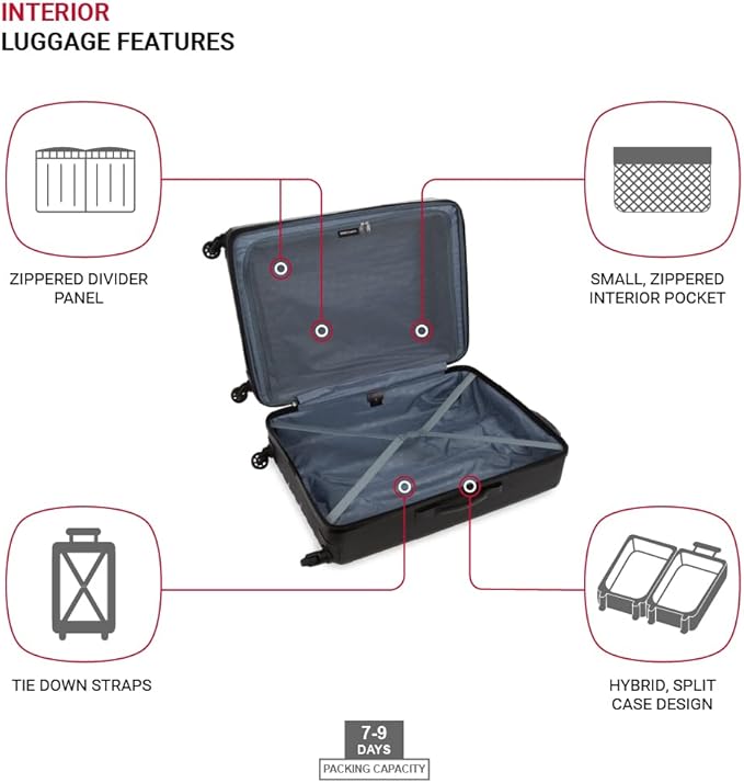 SwissGear 8018 Expandable Luggage, Hard Shell Large Luggage with Spinner Wheels