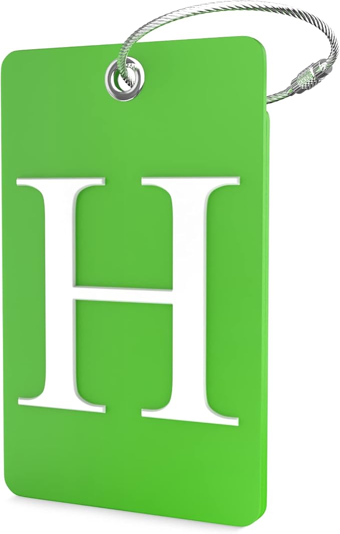 Luggage Tag Initial – Fully Bendable Tag w/Stainless Steel Loop (Letter H)