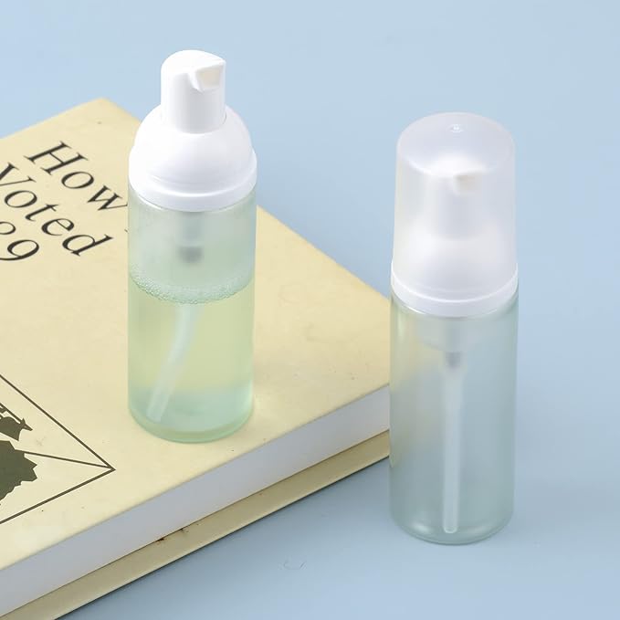 2oz Foam Bottle (3PCS) Empty Foaming Pump Dispenser for Hand Soap, Lash Cleanser, Shampoo to Travel (60ml, White&Green)