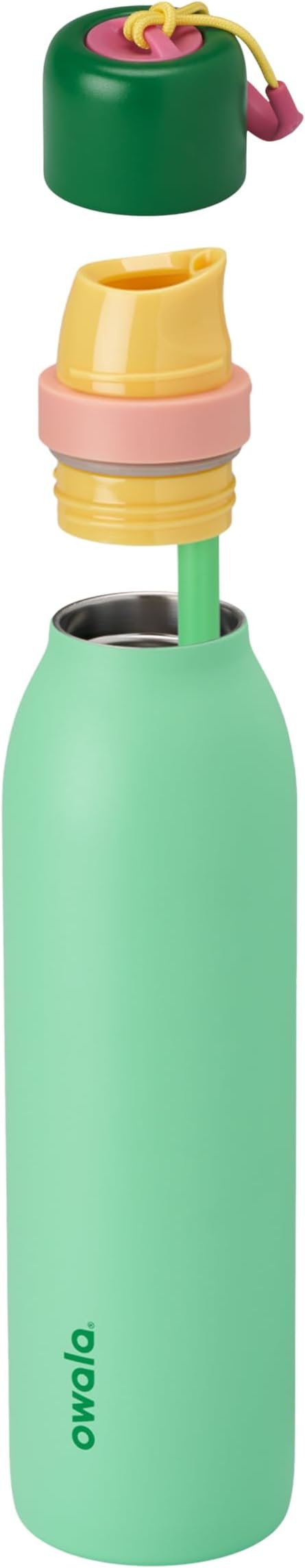 Owala FreeSip Twist Insulated Stainless Steel Water Bottle with Straw for Sports and Travel, BPA-Free, 24-oz, Scream Green