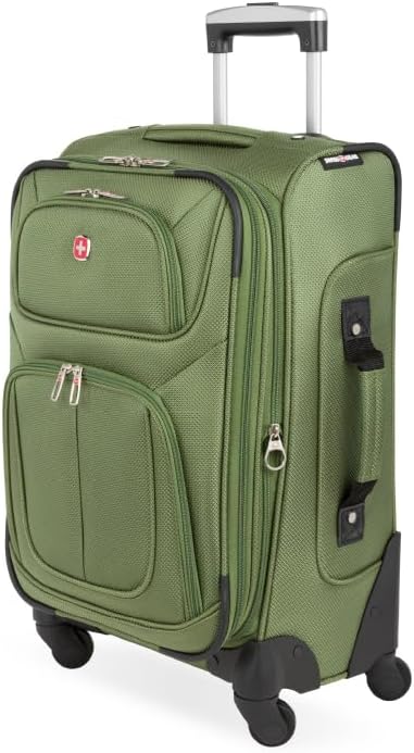 SWISSGEAR Sion Softside Expandable Spinner Luggage Durable Lightweight Travel Suitcase, Evergreen, Carry-On 21-Inch