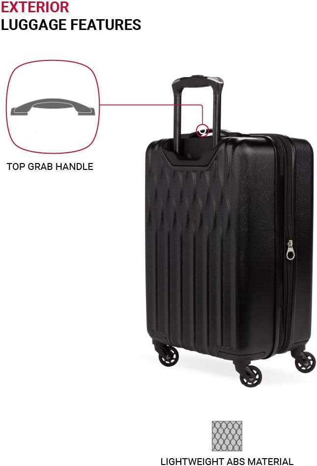 SwissGear 8018 Expandable Luggage, Hard Shell Carry-On Luggage with Spinner Wheels