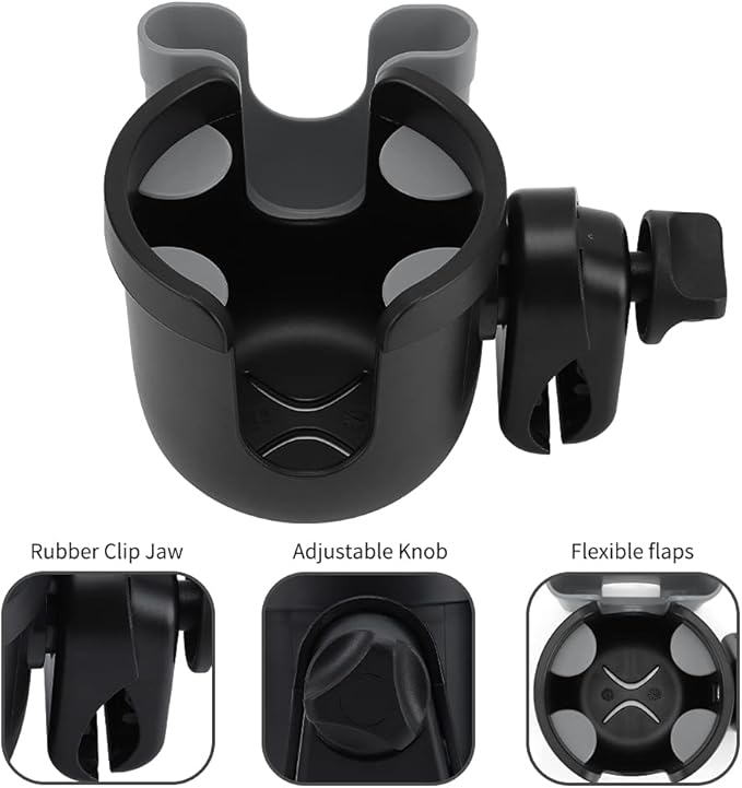 Accmor Stroller Cup Holder with Phone Holder, Bike Cup Holder, Universal Cup Holder for Uppababy Nuna Doona Strollers, 2-in-1 Cup Phone Holder for Stroller Bike Wheelchair Walker Accessory