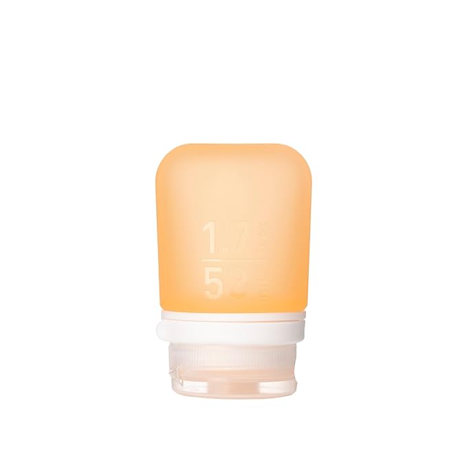 humangear GoToob+ (Small) | Refillable Silicone Travel Bottle | Locking Lid | Food-Safe Material | Orange, Small (1.7 fl.oz; 53ml)