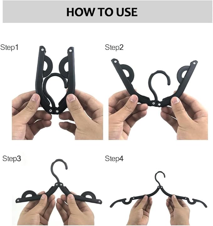 24 PCS Travel Hangers - Cruise Ship Essentials Portable Folding Clothes Hangers Travel Essentials Foldable Clothes Drying Rack for Travel (Black)