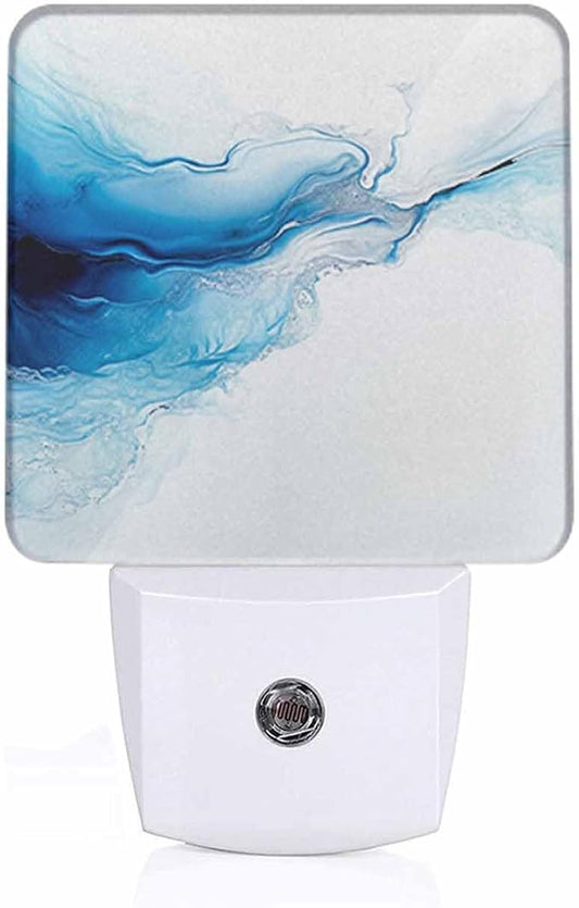 Marble Texture Night Light Blue Creative Liquid 0.5W Night Lights Auto LED Lamp Energy Saving Square Lights for Room Bedroom Bathroom