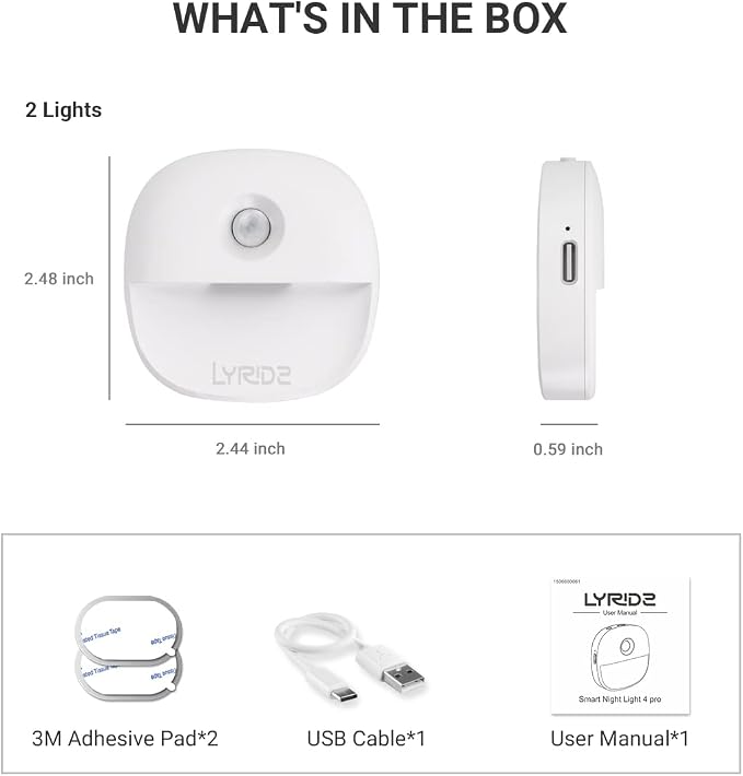 Rechargeable Battery Night Light with Motion Sensor, Dimmable Amber Nightlights for Bathroom, Bedroom, Hallway, Stairs, Pet House, 3 Pack