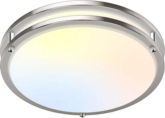 13 inch Dimmable LED Ceiling Light Fixture, 36W Super Bright 3600 Lumens Brushed Nickel Flush Mount Light Fixture, 2700K-6500K Adjustable Ceiling Lights for Bedroom, Kitchen, Bathroom, 1-Pack