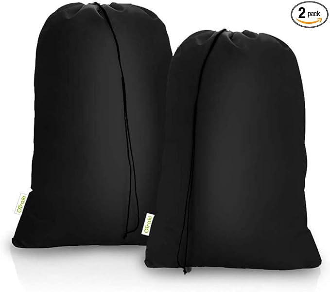 2 Pack Heavy Duty Large Laundry Bag 28x45 inch Extra Hamper Bag Dirty Clothes Organizer Drawstring Cloth Laundry Bag for Travel Camp Home College Dorm Drying Do Not Exceed 176℉ Black