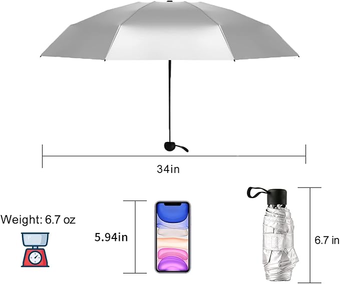 GAOYAING Small Mini Umbrella with Case Light Compact Design Perfect for Travel Lightweight Portable Parasol Outdoor Sun&Rain Umbrellas 34 Inches