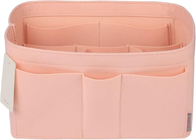 ZTUJO Purse Organizer Insert, Felt Bag Organizer For Handbag Purse Organizer,13 Colors, 6 Size (Slender Large, Brush Pink)
