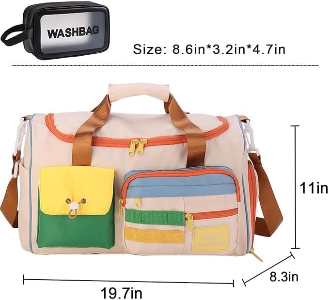 Small Gym Bag for Women, Travel Duffle Bag Carry On Weekender Bag with Shoe Compartment