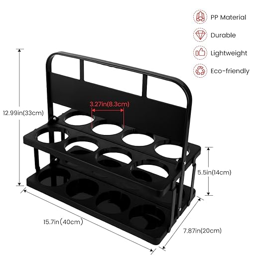 Bodaon 8 Cup Drink Carrier with Handle, Plastic Cup Carriers for Drinks, Drink Holder for Car, Take Out Delivery Drivers Accessories, Portable Foldable Reusable Mobile, Use for Food Delivery Bag,