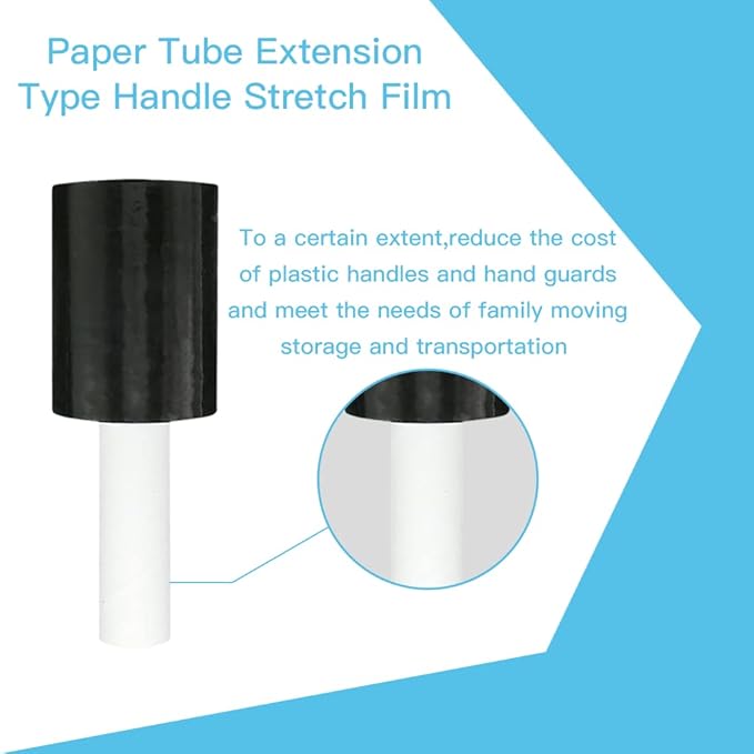 Stretch Wrap Film with Handle,5 Inch × 1000 Feet Shrink Wrap for Moving Supplies Black Plastic Film Self-Adhering