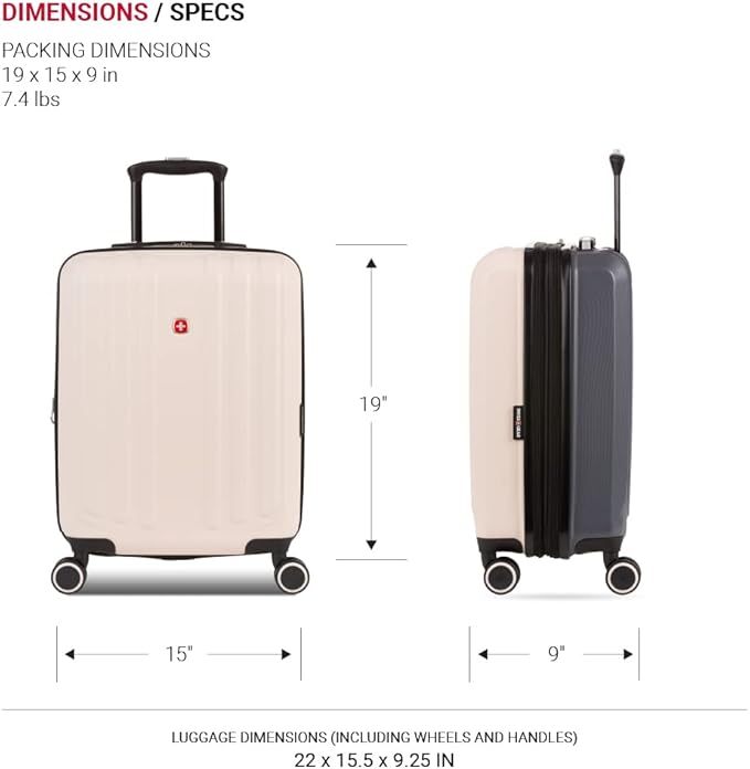 SwissGear Duet Hardside Expandable Luggage with Spinner Wheels, Pink/Dark Grey, Carry-On 19-Inch