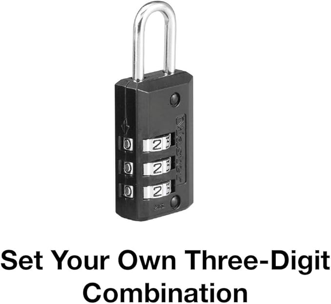 Master Lock 646D Set Your Own Combination Luggage Lock, 13/16 in. Wide with 11/16 in. Long Shackle, Black