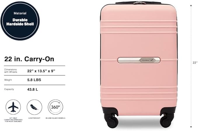 Travelers Club 22" Richmond Spinner Carry-On Luggage, Rose Gold