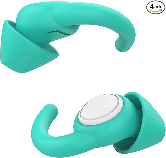 Afflatus Ear Plugs for Sleeping Noise Cancelling, 2 Pairs (S+L) Comfortable Reusable Noise Reduction Ear Plugs, Earplugs for Sleep, Snoring Light Blue