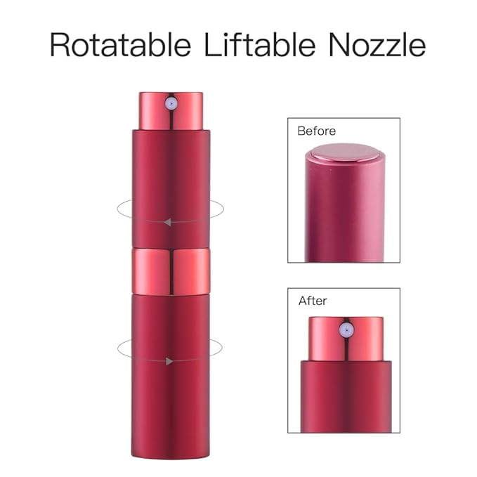 LISAPACK 8ML Atomizer Perfume Spray Bottle for Travel, Empty Refillable Cologne Dispenser, Portable Sprayer (Wine Red)