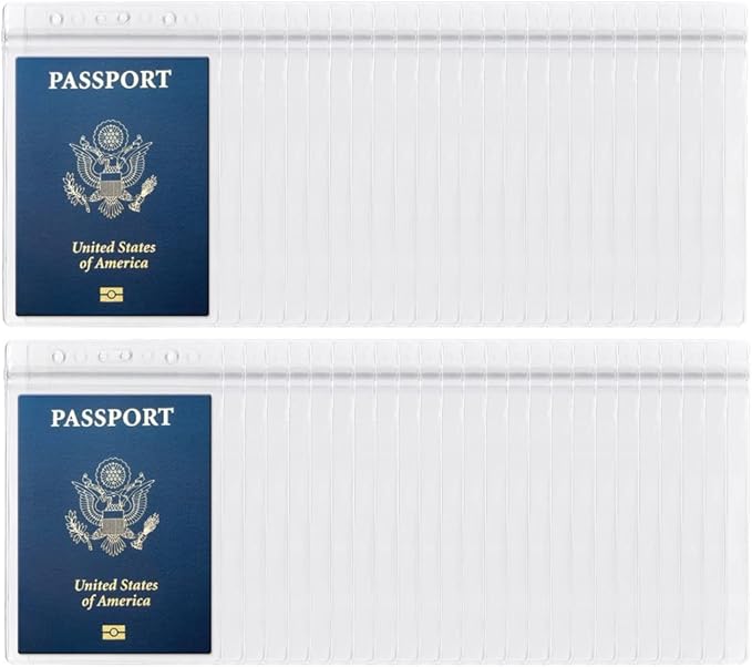 50Pack Transparent Passport Holder 4x6 Inch Extra Large ID Badge Holders PVC Card Holder Fill for Passports by CypesCrafts