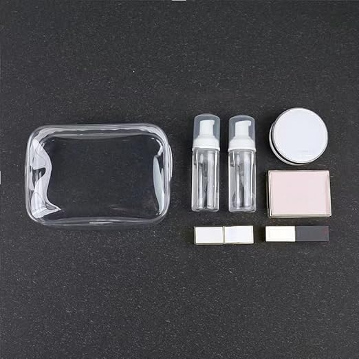 Buminee Clear Pouch, Makeup Bag, 6.6"x2.3"x4.7" TSA Approved Toiletry Bag-1 Pack All Clear