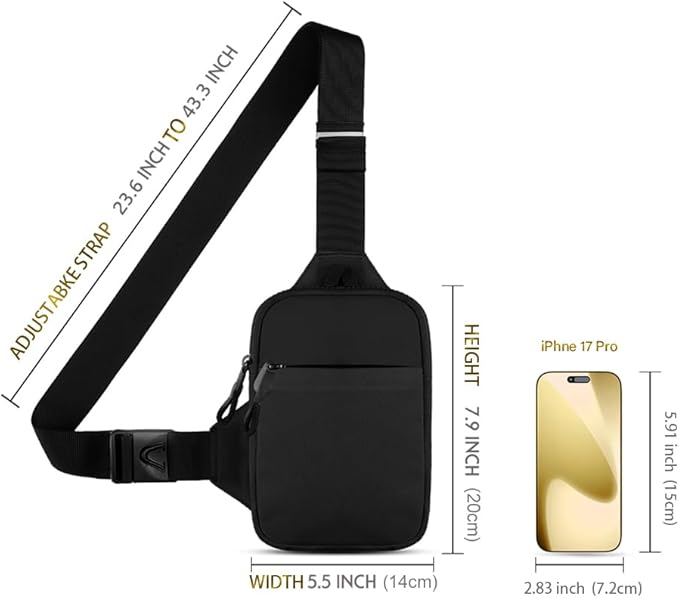 Simptech Mini Crossbody Sling Bag Chest Bag Dual Pocket Water Resistant Fanny Pack for Men Women Running Travelling