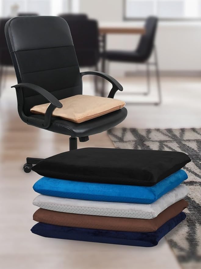 Augld Square Chair Seat Cushion Memory Foam Chair Cushion for Kitchen, Dining,Office or Car 18x18 in Black