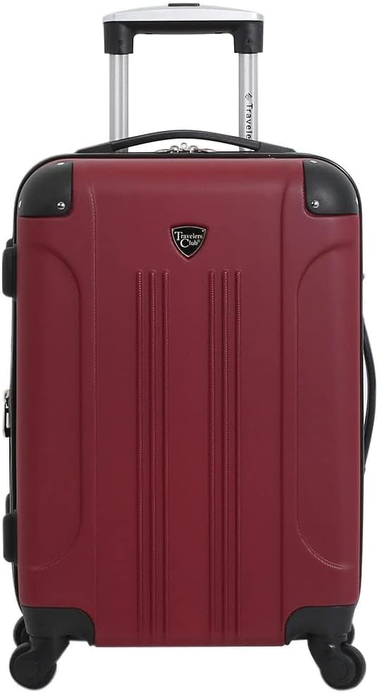Travelers Club Chicago Hardside Expandable Spinner Luggage, Rhubarb, 22" Carry-On
