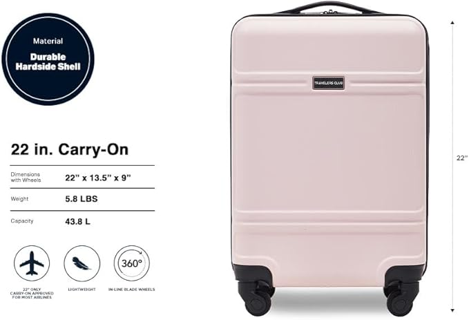 Travelers Club Skyline 22" Carry-On Spinner Luggage, Filmy