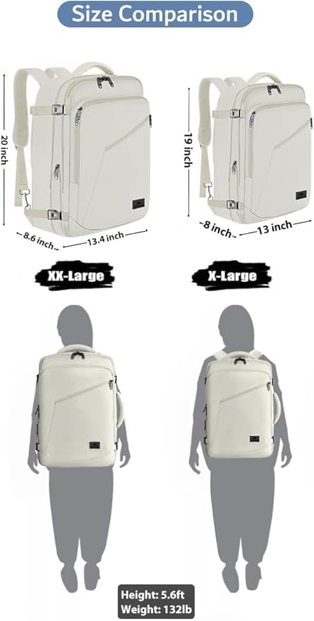 MATEIN Large Travel Backpack Women, Lightweight Carry on Backpack & Hidden Shoulder Straps, Waterproof Anti-Theft Daypack for Flight, Expandable Hiking Weekend Daypack, Travelling Gifts, Beige