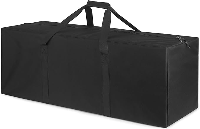 TOPDesign 1-Pack 36 Inch Small Zippered Duffel Bag for Travel Camping Sports Equipment Storage, Waterproof Foldable Luggage Bag with Padded Handles (Black)