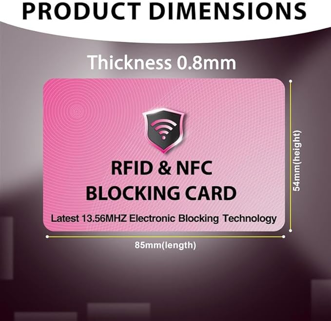 SaiTech IT 5 Pack RFID Blocking Cards Protect Your Entire Wallet, Purse, and Cards from NFC Contactless Theft Wallet for Men & Women - Pink