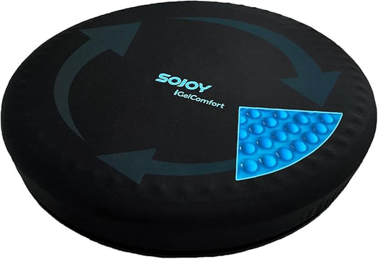 Sojoy iGelComfort Deluxe Gel Swivel Seat Cushion with Supportive Memory Foam 360 Degrees Rotating Seat Cushion for Home,Stool Chair,Office, 15.5 Inches in Diameter
