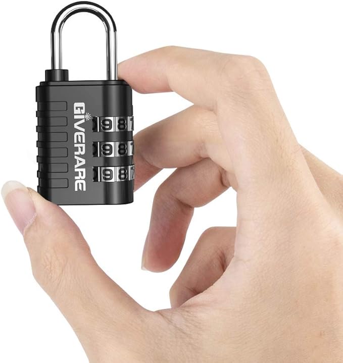 GIVERARE 8 Pack Combination Lock, 3-Digit Padlock Keyless, Resettable Luggage Locks for Backpack, Gym & School & Employee Locker, Weatherproof Travel Lock for Fence, Backyard Gate, Hasp, Case-Black