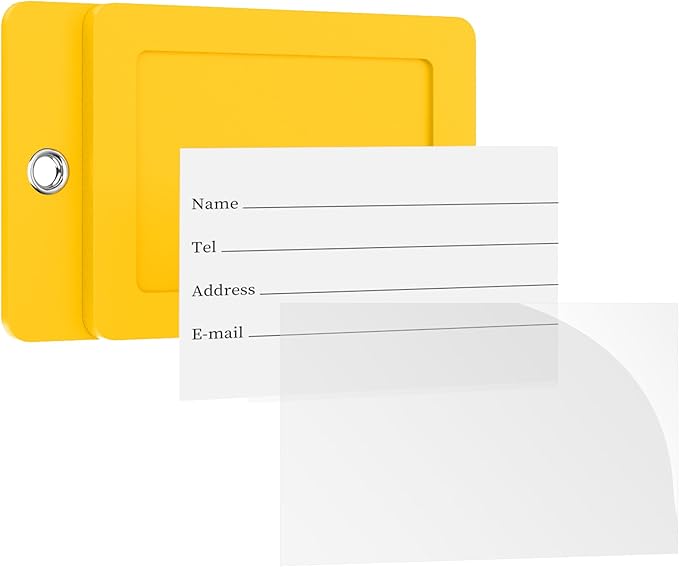 Gostwo 2 Pack Luggage Tags for Suitcases, 26 Initial Letter Travel Luggage Baggage Identification Labels ID Tag Fully Bendable Tags with Stainless Steel Loop (Yellow) (Letter C)