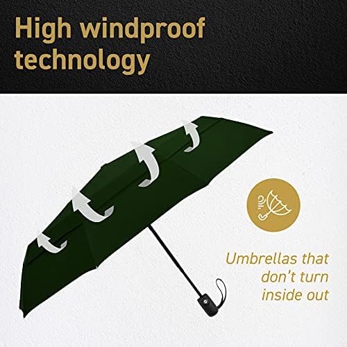 Windproof Compact Umbrella for Rain - 42” Travel Umbrella, Portable, Strong, Collapsible to 11”, Automatic Open Close Button, Vented Double Canopy with Fiberglass/Steel Frame, Wind Resistance to 55MPH