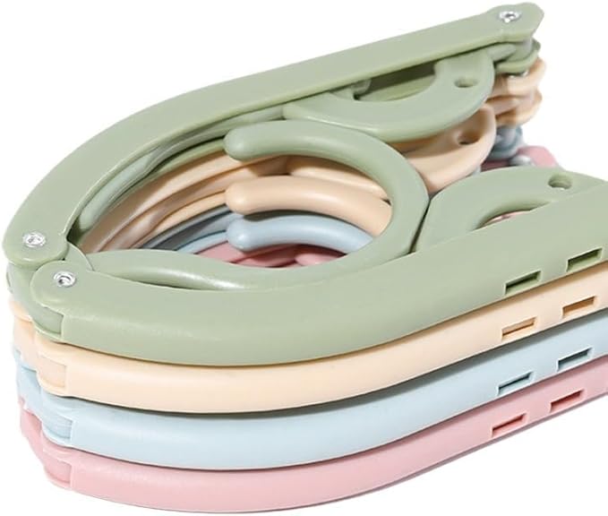 Foldable Travel Hangers 10 Pack w/10 Clips, Cruise Essentials 2025, Portable Hangers Collapsible Hanger Plastic, Travel Must Haves for Suitcase, Hotel, RV, Road Trip, Flying, Camping (Green)
