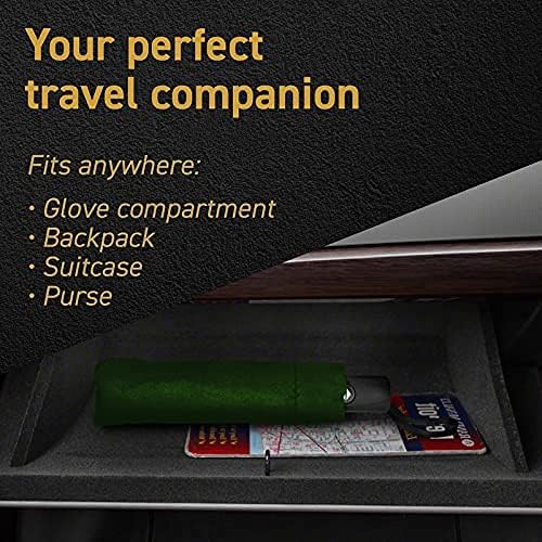 Windproof Compact Umbrella for Rain - 42” Travel Umbrella, Portable, Strong, Collapsible to 11”, Automatic Open Close Button, Vented Double Canopy with Fiberglass/Steel Frame, Wind Resistance to 55MPH