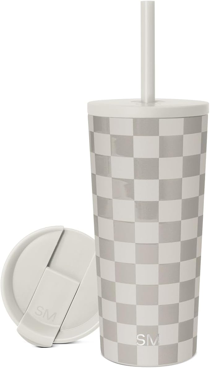 Simple Modern Classic Tumbler with Straw Lid | Insulated Iced Coffee Cup Reusable Stainless Steel Water Bottle Travel Mug | Gifts for Women Men Her Him | 20oz | Checkmate